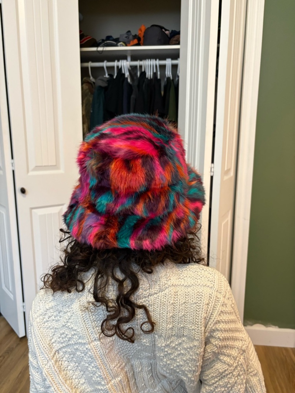 Colorful Faux Fur Kids Bucket Hat - Multicolor - Picture 3 of 3